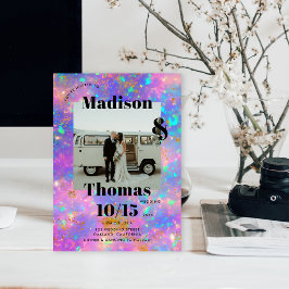 Gold Opal Stone 1 Foto Fett Minimalistische Hochze Einladung