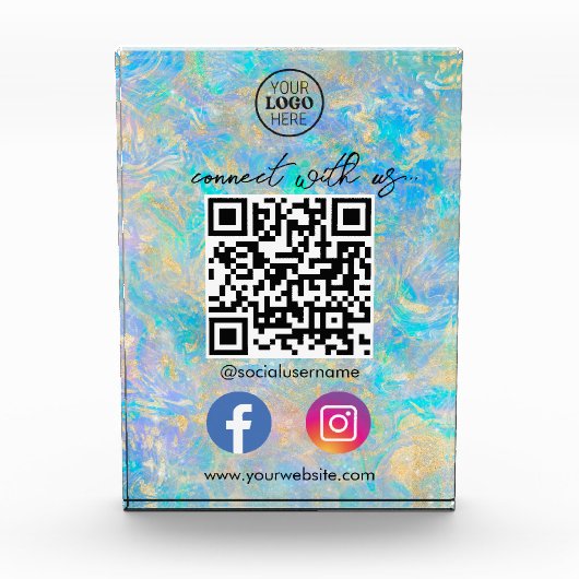 Gold Opal Verbindung mit QR Code Social Media Fotoblock (Vorderseite)