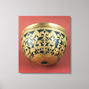 Gold openwork für eine lackierte Schüssel Leinwanddruck