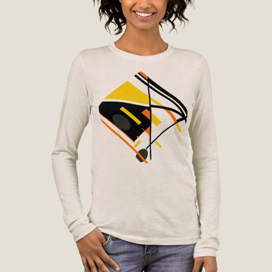 Gold Orange Black Abstrakt Art Diamant Design Tri-Blend Shirt (Vorderseite)