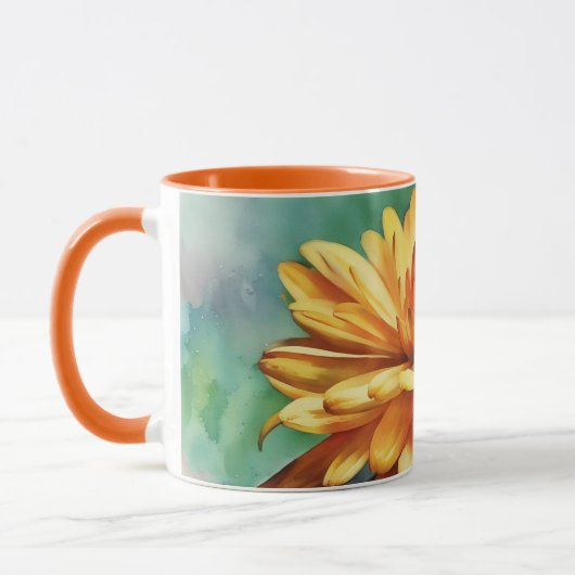 Gold Orange Blume Mum Art Tasse Cup (Links)