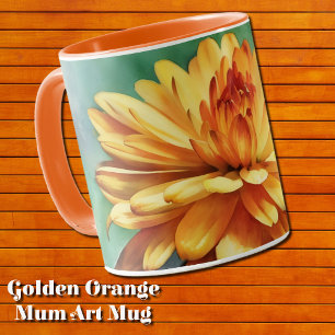 Gold Orange Blume Mum Art Tasse Cup