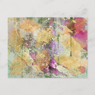 Gold Orange Fall Filigree Blätter Vintage Dekoupag Postkarte