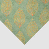 Gold Orange Fall Leaf Blätter auf Green Decoupage Seidenpapier (Ausschnitt)