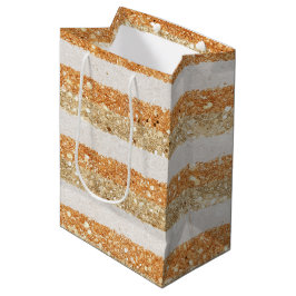 Gold Orange Glitter Cream Streifen Geburtstag Mittlere Geschenktüte