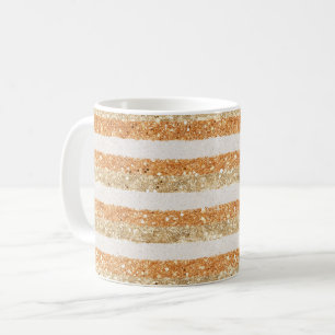 Gold Orange Glitter Cream Streifen Kaffeetasse