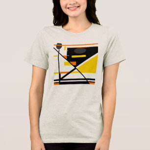 Gold Orange Schwarzes zeitgenössisches abstraktes Tri-Blend Shirt