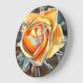 Gold Orange Trendy Einzigartige Rose Große Wanduhr (Winkel)