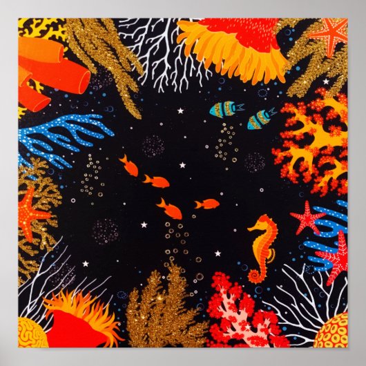 Gold Orange Tropical Summer Ocean Underwater Poster (Vorne)