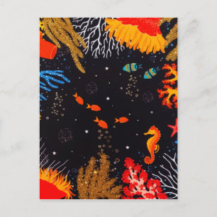 Gold Orange Tropical Summer Ocean Underwater Postkarte