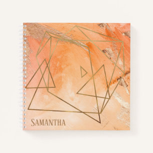 Gold Orange Watercolor Abstrakt Name Typografie Notizblock