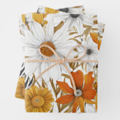 Gold Orange White Daisy Boho Wildblume Decoupage Geschenkpapier Set (Beispiel)