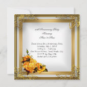 Gold Orange White Elegant 50 Jahre alt Einladung (Rückseite)