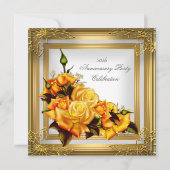 Gold Orange White Elegant 50 Jahre alt Einladung (Vorderseite)