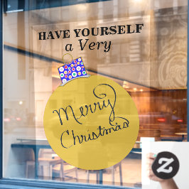 Gold Ornament Ball Frohe Weihnachten Fensteraufkleber