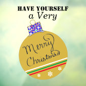 Gold Ornament Ball Frohe Weihnachten Rot Grün Fensteraufkleber (Blatt 3)