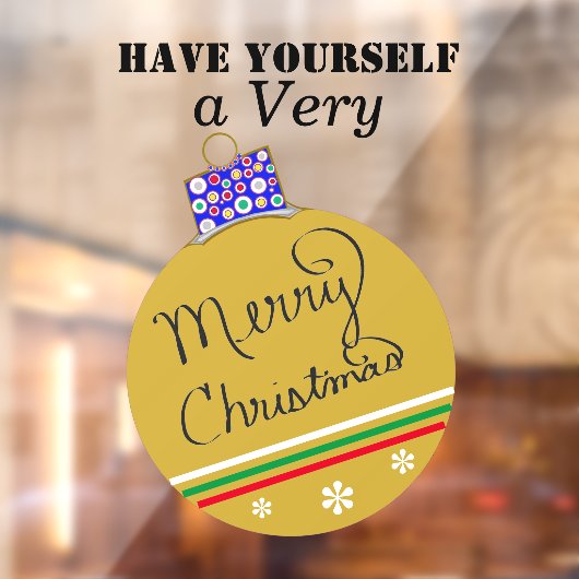 Gold Ornament Ball Frohe Weihnachten Rot Grün Fensteraufkleber (Blatt 2)