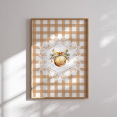 Gold Ornament Gingham Christmas Poster