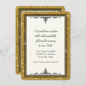 Gold Ornament Glitzer Striping Classic Elegante Einladung (Vorne/Hinten)