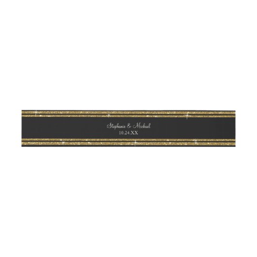 Gold Ornament Glitzer Striping Classic Elegante Einladungsbanderole (Flach)
