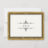 Gold Ornament Glitzer Striping Classic Elegante RSVP Karte (Rückseite)