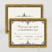 Gold Ornament Glitzer Striping Classic Elegante RSVP Karte (Vorne/Hinten)