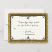 Gold Ornament Glitzer Striping Classic Elegante RSVP Karte (Vorderseite)