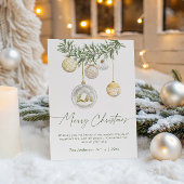 Gold Ornament Greenery Christmas Feiertagskarte