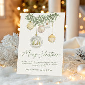 Gold Ornament Greenery Christmas Feiertagskarte