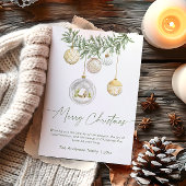 Gold Ornament Greenery Christmas Feiertagskarte