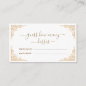 Gold Ornament Guess Wie viele Kisses Bridal Spiel Begleitkarte (Vorderseite)