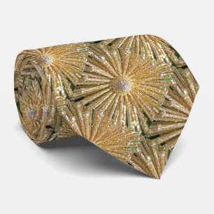 Gold Ornament Imitate Sparkle Print Necktie Krawatte
