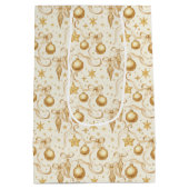 Gold Ornamente Bows Weihnachtsfeiertag Mittlere Geschenktüte (Rückseite)