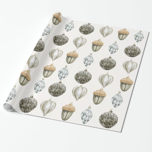 Gold Ornamente Weihnachtswrapping Papier Geschenkpapier (Ungerollt)