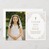 Gold Ornate Communion Thank You Card Einladung (Vorne/Hinten)
