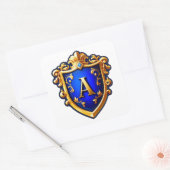 Gold Ornate Shield Crest With Letter A Quadratischer Aufkleber (Umschlag)