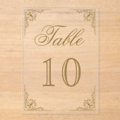 Gold Ornate Wedding Acrylic Table Number Acryleinladungen (Vorderseite)