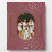 Gold Oval Frame Custom Foto Family Weihnachten Fotoplatte (Vorderseite)