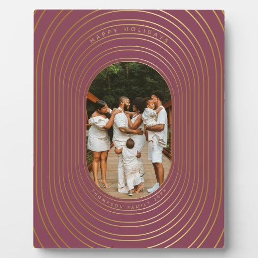 Gold Oval Frame Custom Foto Family Weihnachten Fotoplatte (Vorderseite)