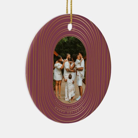 Gold Oval Frame Custom Foto Family Weihnachten Keramik Ornament (Rechts)