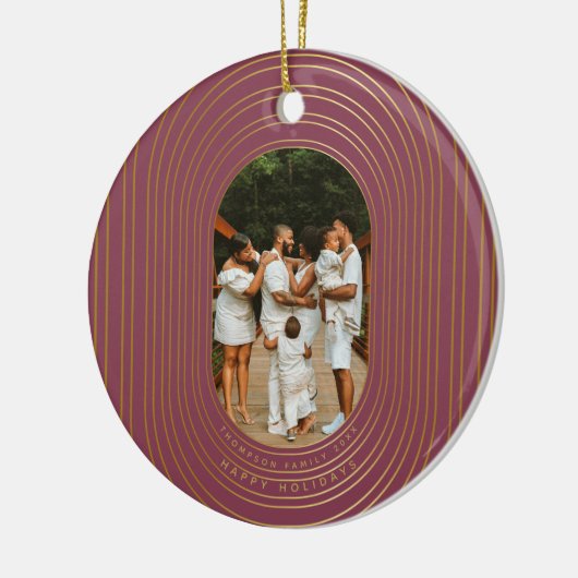 Gold Oval Frame Custom Foto Family Weihnachten Keramik Ornament (Links)