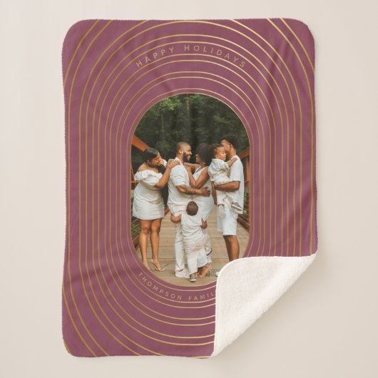 Gold Oval Frame Custom Foto Family Weihnachten Sherpadecke (Vorderseite)