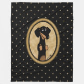 Gold Oval Frame Dackel Portrait (schwarz & tan) Fleecedecke (Vorderseite)