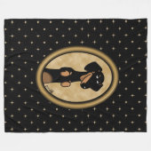 Gold Oval Frame Dackel Portrait (schwarz & tan) Fleecedecke (Vorderseite (Horizontal))