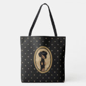 Gold Oval Frame Dackel Portrait (schwarz & tan) Tasche (Vorderseite)
