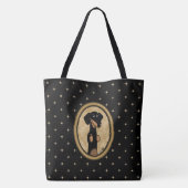 Gold Oval Frame Dackel Portrait (schwarz & tan) Tasche (Rückseite)