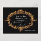 Gold Oval Frame Rett Datum Hochzeit Ankündigungspostkarte (Vorderseite)