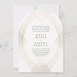 Gold Oval Simple Modern Gatsby Wedding Arch Einladung