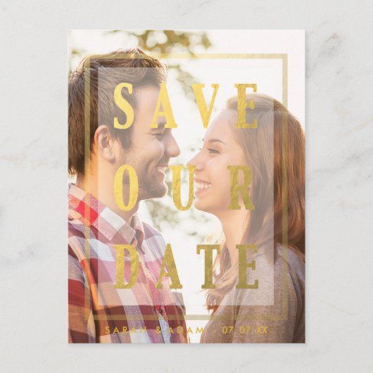 Gold Overlay | Save the Date Postkarte (Vorderseite)
