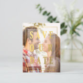 Gold Overlay | Save the Date Postkarte (Stehend Vorderseite)
